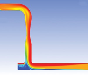 Fig. 2. CFD model showing gas volumes through pipe.