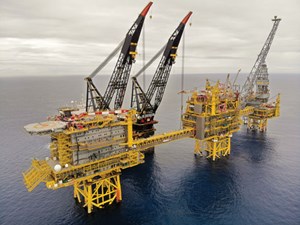 Illustrated by installation of the topsides at Culzean field last year, where first gas is expected this summer, Total remains committed to its operations offshore the UK. The operator supplies 15% of the UK’s gas demand. Image: Total.