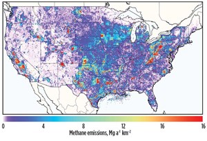 Fig. 2. Gridded EPA inventory for 2012: Includes all methane emissions from the National Greenhouse Gas Inventory. Source: U.S. Environmental Protection Agency, 2012.