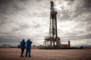 A rig drilling the second Wintershall-operated well on its Aguada Federal block in Argentina’s Neuquén basin. Photo: Wintershall Holding GmbH.