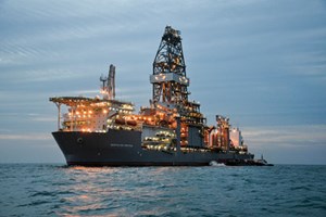 Fig. 3. The Deepwater Proteus is the latest ultra-deepwater drillship addition to Transocean’s fleet, commencing work this spring on a 10-year contract. The Deepwater Proteus is a sister rig to the Deepwater Thalassa.