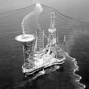 Fig. 1. In 1964, Chevron’s JV operator Amoseas (American Overseas Petroleum Ltd.) drilled the first North Sea well, 165 mi offshore the UK. The well broke new ground in offshore operations, proving the capability of drilling year-round in the North Sea’s harsh environment.