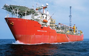 Fig. 1. Produced through an FPSO, Terra Nova oil field is the second of a string of four major developments offshore Newfoundland. Photo: Suncor.