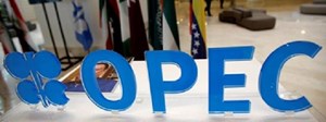 OPEC logo on a glass door
