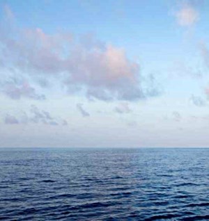 water against clear sky for offshore vessel activity