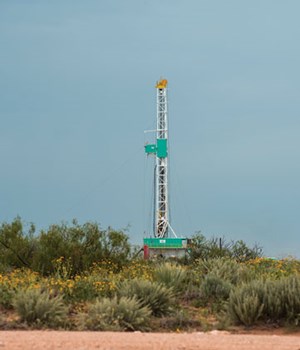 Fig. 4. To triple its production rate and reach 600,000 bopd by 2025, XTO will boost its horizontal rig count 65% over the next few years. Photo: XTO Energy.