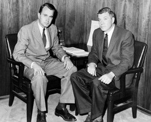 Fig. 3. George Bush with Hugh Liedtke in the Zapata Oil Company Office, Midland, Texas, circa mid-1950s. Photo: Bush Presidential Library.
