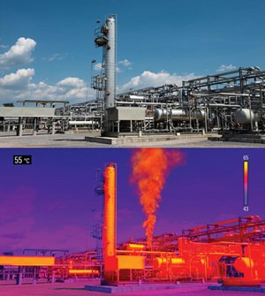 Fig. 1. Infrared image detection of fugitive emissions at an oil and gas processing facility.