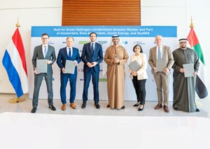 Officials from the UAE and the Netherlands after signing MoU to develop a green hydrogen supply chain