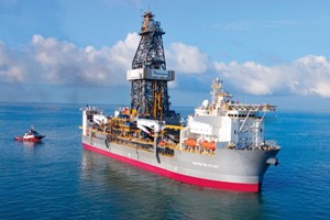 Deepwater Atlas – the world’s first eighth-generation drillship – is the first of two state-of-the-art  drillships built for Transocean based on a proprietary design developed by Sembcorp Marine.  (Photo: Transocean)