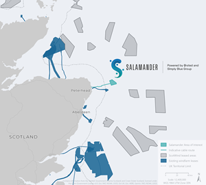 map of the Salamander floating offshore wind project
