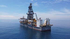 Fig. 1. Symbolizing the offshore sector’s resurgence, Transocean’s new Deepwater Titan drillship is set to begin work in the Gulf of Mexico during second-quarter 2023. Image: Transocean.