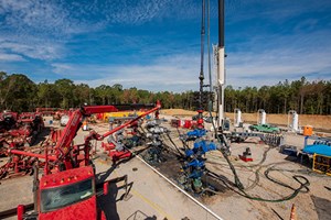 Fig. 4. A dual-fuel frac spread on location at one of Chesapeake&#x27;s Louisiana Haynesville pads. Source: Chesapeake Energy Corp.