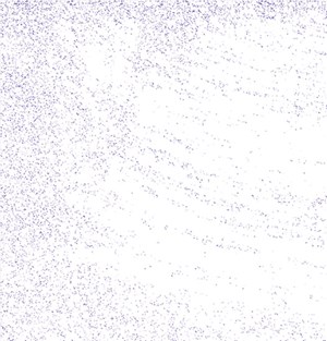 Fig. 5. Remaining trough pixels. Only sole trough pixels after removing connected segments. A spreadsheet was used for this display, using the conditional format options. The blue squares are the unconnected -1’s from the input table of the local minima.