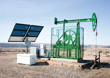 The Low-Volume Pumping System incorporating the Eco2 pumping unit and continuous fiberglass rod can use solar power to dewater low-volume wells with very low horsepower requirements.
