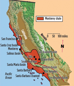 Fig. 1. Delineated boundary of 1,752-sq-mi Monterey/Santos shale (map sourced from AAPG).